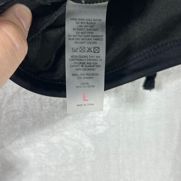 Cute Goth Bikini Top Large Black Lace Up Front Scalloped Crop - Picture 5 of 5